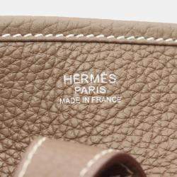 Pre Owned Hermes Evelyne 3 Troyes PM Shoulder Bag A Clemence Leather Etoupe Grey Shw