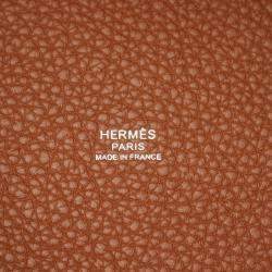 Pre Owned Hermes Gold Clemence Leather Picotin Lock 22 Handbag