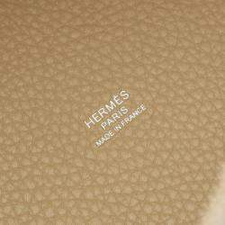 Pre Owned Hermes Picotin Lock 22 Trench Beige Taurillon Clemence Leather Bag
