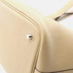 Pre Owned Hermes Picotin Lock 22 Trench Beige Taurillon Clemence Leather Bag