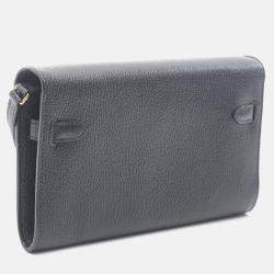 Pre Owned Hermes Kelly To Go Black Chevre Leather Shoulder Bag