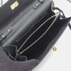 Pre Owned Hermes Kelly To Go Black Chevre Leather Shoulder Bag