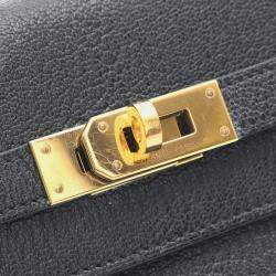 Pre Owned Hermes Kelly To Go Black Chevre Leather Shoulder Bag
