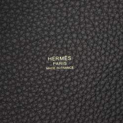 Pre Owned Hermes Picotin 22 Handbag K Clemence Leather Black Noir Ghw