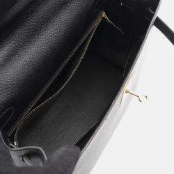 Pre Owned Hermes Kelly 32 Shoulder Handbag V Ardennes Leather Noir Black Sellier Ghw