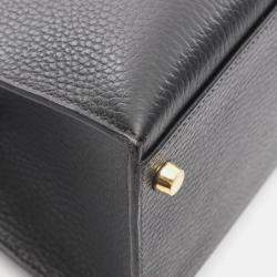 Pre Owned Hermes Kelly 32 Shoulder Handbag V Ardennes Leather Noir Black Sellier Ghw