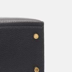Pre Owned Hermes Kelly 32 Shoulder Handbag V Ardennes Leather Noir Black Sellier Ghw