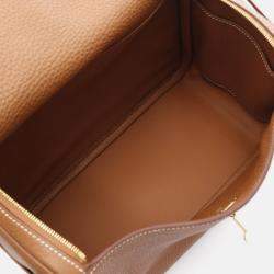 Pre Owned Hermes Lindy 26 Shoulder Bag K Clemence Leather Brown Ghw