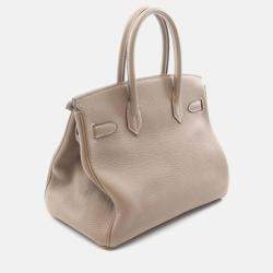 Pre Owned Hermes Birkin 30 Etoupe Togo Leather Handbag
