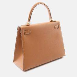 Pre Owned Hermes Kelly 28 Sellier Gold Epsom Leather Handbag