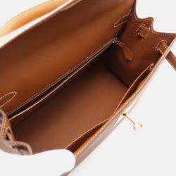 Pre Owned Hermes Kelly 28 Sellier Gold Epsom Leather Handbag