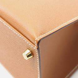 Pre Owned Hermes Kelly 28 Sellier Gold Epsom Leather Handbag