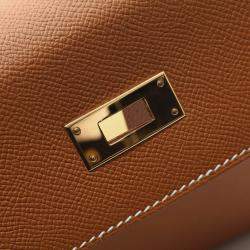 Pre Owned Hermes Kelly 28 Sellier Gold Epsom Leather Handbag