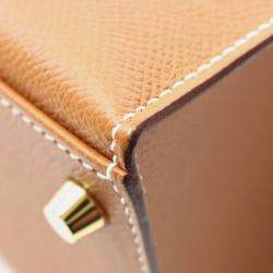 Pre Owned Hermes Kelly 28 Sellier Gold Epsom Leather Handbag