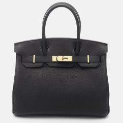 Pre Owned Hermes Birkin 30 Handbag B Togo Leather Noir Black Ghw
