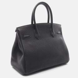 Pre Owned Hermes Birkin 30 Handbag B Togo Leather Noir Black Ghw