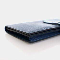 Pre Owned Hermes Bearn Blue Epsom/Swift Leather Wallet