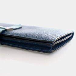 Pre Owned Hermes Bearn Blue Epsom/Swift Leather Wallet