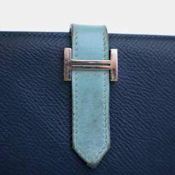 Pre Owned Hermes Bearn Blue Epsom/Swift Leather Wallet