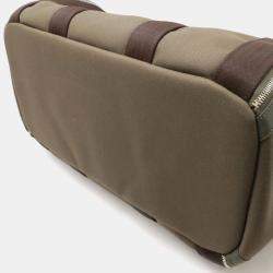 Pre Owned Hermes Dog Carrier Khaki/Dark Brown Canvas and Leather Shoulder Bag