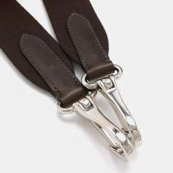 Pre Owned Hermes Dog Carrier Khaki/Dark Brown Canvas and Leather Shoulder Bag