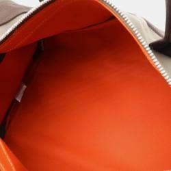 Pre Owned Hermes Dog Carrier Khaki/Dark Brown Canvas and Leather Shoulder Bag