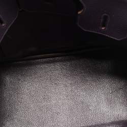 Pre Owned Hermes Raisin Togo Leather Palladium Finish Birkin 35 Bag