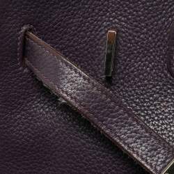 Pre Owned Hermes Raisin Togo Leather Palladium Finish Birkin 35 Bag