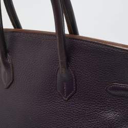 Pre Owned Hermes Raisin Togo Leather Palladium Finish Birkin 35 Bag