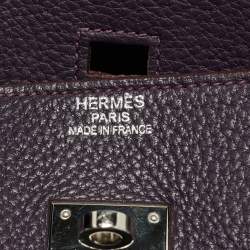 Pre Owned Hermes Raisin Togo Leather Palladium Finish Birkin 35 Bag