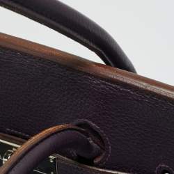 Pre Owned Hermes Raisin Togo Leather Palladium Finish Birkin 35 Bag