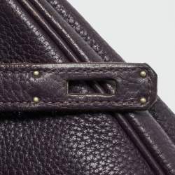 Pre Owned Hermes Raisin Togo Leather Palladium Finish Birkin 35 Bag