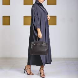 Pre Owned Hermes Raisin Togo Leather Palladium Finish Birkin 35 Bag