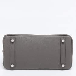 مملوكة مسبقًا Hermès Grey Clemence Leather Palladium Finish Birkin 25 Bag