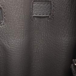مملوكة مسبقًا Hermès Grey Clemence Leather Palladium Finish Birkin 25 Bag
