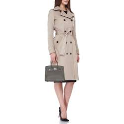 مملوكة مسبقًا Hermès Grey Clemence Leather Palladium Finish Birkin 25 Bag