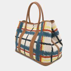 Pre Owned Hermes Garden Party 36 Multicolor Toile H Plume Negonda Leather Tote Bag