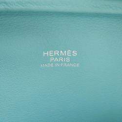 Pre Owned Hermes Plume Mini Blue Atoll Swift Leather Tote Bag