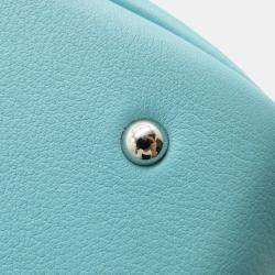 Pre Owned Hermes Plume Mini Blue Atoll Swift Leather Tote Bag