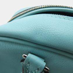 Pre Owned Hermes Plume Mini Blue Atoll Swift Leather Tote Bag