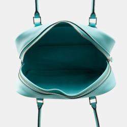 Pre Owned Hermes Plume Mini Blue Atoll Swift Leather Tote Bag