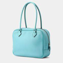 Pre Owned Hermes Plume Mini Blue Atoll Swift Leather Tote Bag