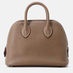 Pre Owned Hermes Bolide 1923 Mini Etoupe Evercolor Leather Tote Bag