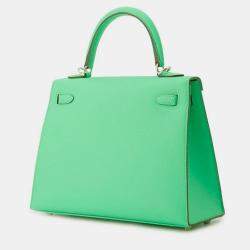 Pre Owned Hermes Kelly Sellier 25 Vert Comic Epsom Leather Top Handle Bag