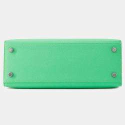 Pre Owned Hermes Kelly Sellier 25 Vert Comic Epsom Leather Top Handle Bag