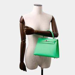 Pre Owned Hermes Kelly Sellier 25 Vert Comic Epsom Leather Top Handle Bag