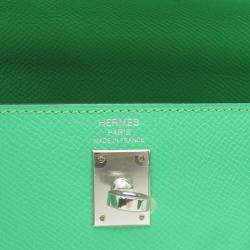 Pre Owned Hermes Kelly Sellier 25 Vert Comic Epsom Leather Top Handle Bag