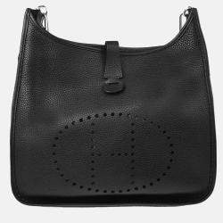 Pre Owned Hermes Evelyne III GM Black Taurillon Clemence Leather Shoulder Bag