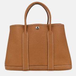 Pre Owned Hermes Garden Party 30 TPM Gold Negonda Leather Tote Bag