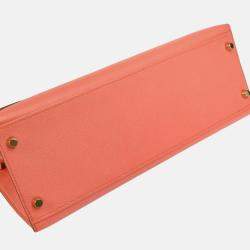 Pre Owned Hermes Kelly 32 Sellier Rouge Pivoine Epsom Leather Shoulder Bag